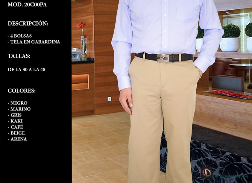 Pantalón de Gabardina Ejecutivo, Casual, 4 Bolsas, Uniformes. 