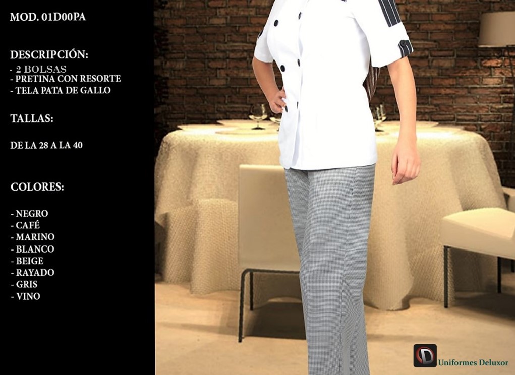  Pantalón Para Chef, Mascota, Uniformes.